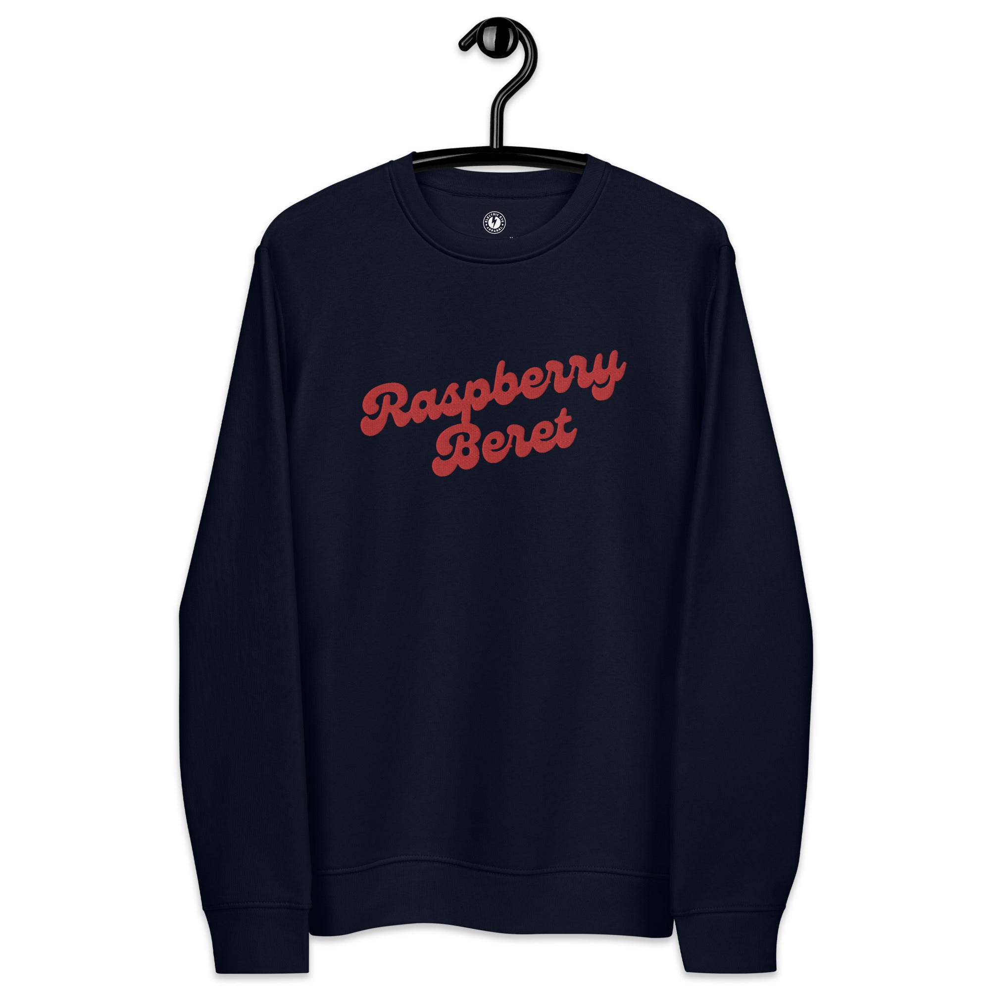 Raspberry Beret - 80's Style Premium Embroidered Unisex organic sweatshirt - red thread