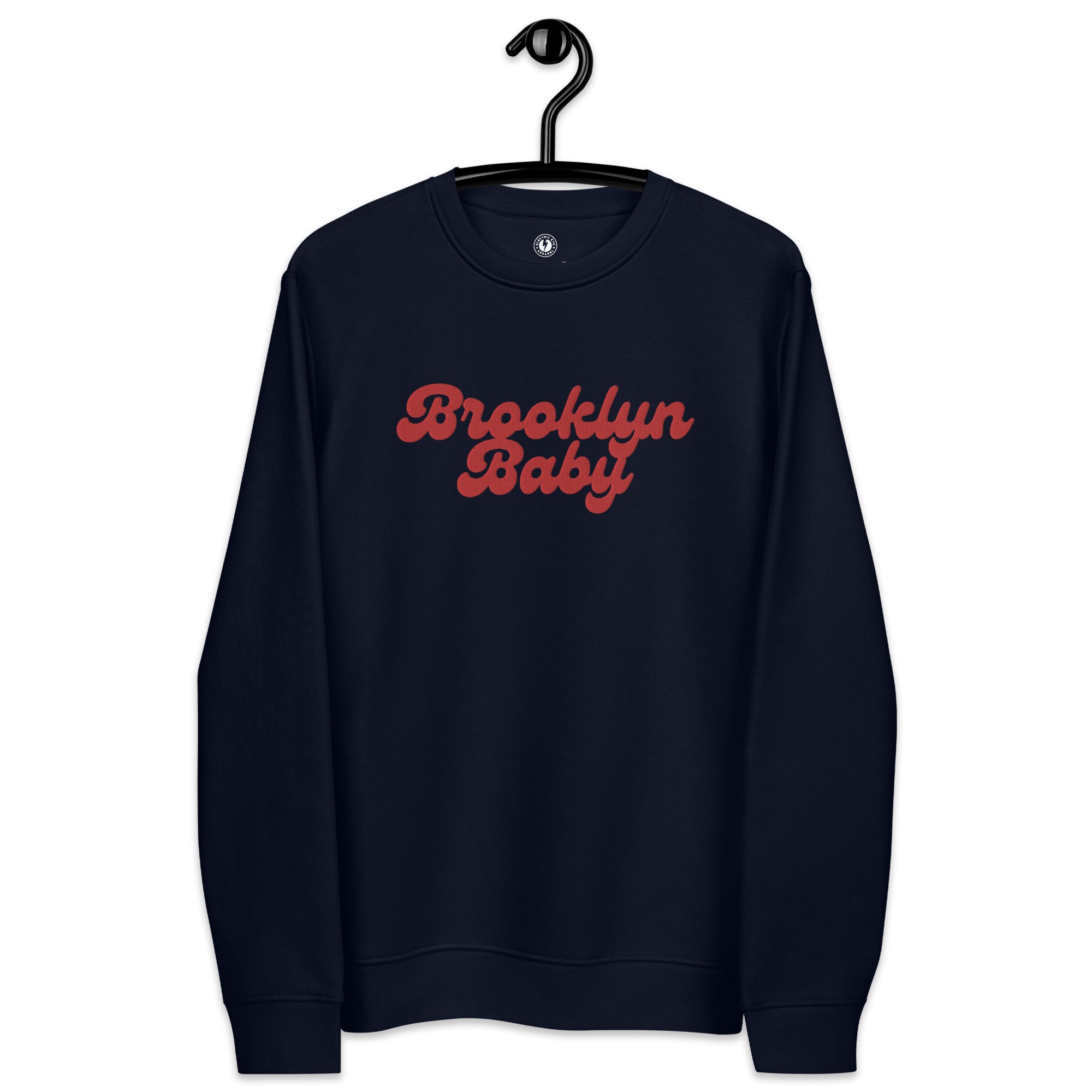Brooklyn Baby - 70's Style Premium Embroidered Unisex organic sweatshirt - Red Embroidery