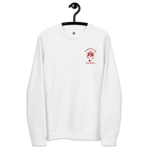 Sympathy For The Devil Vintage Badge Embroidered Unisex eco sweatshirt - red thread