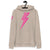 Lightning Bolt Premium Front Chest and Right Arm Printed Unisex essential organic Bowie hoodie- Pink Bolt