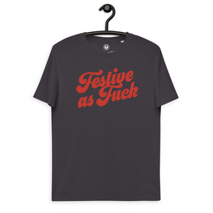 Festive as F ck 70's Style 优质印花男女通用有机棉 T 恤 - 红色印花