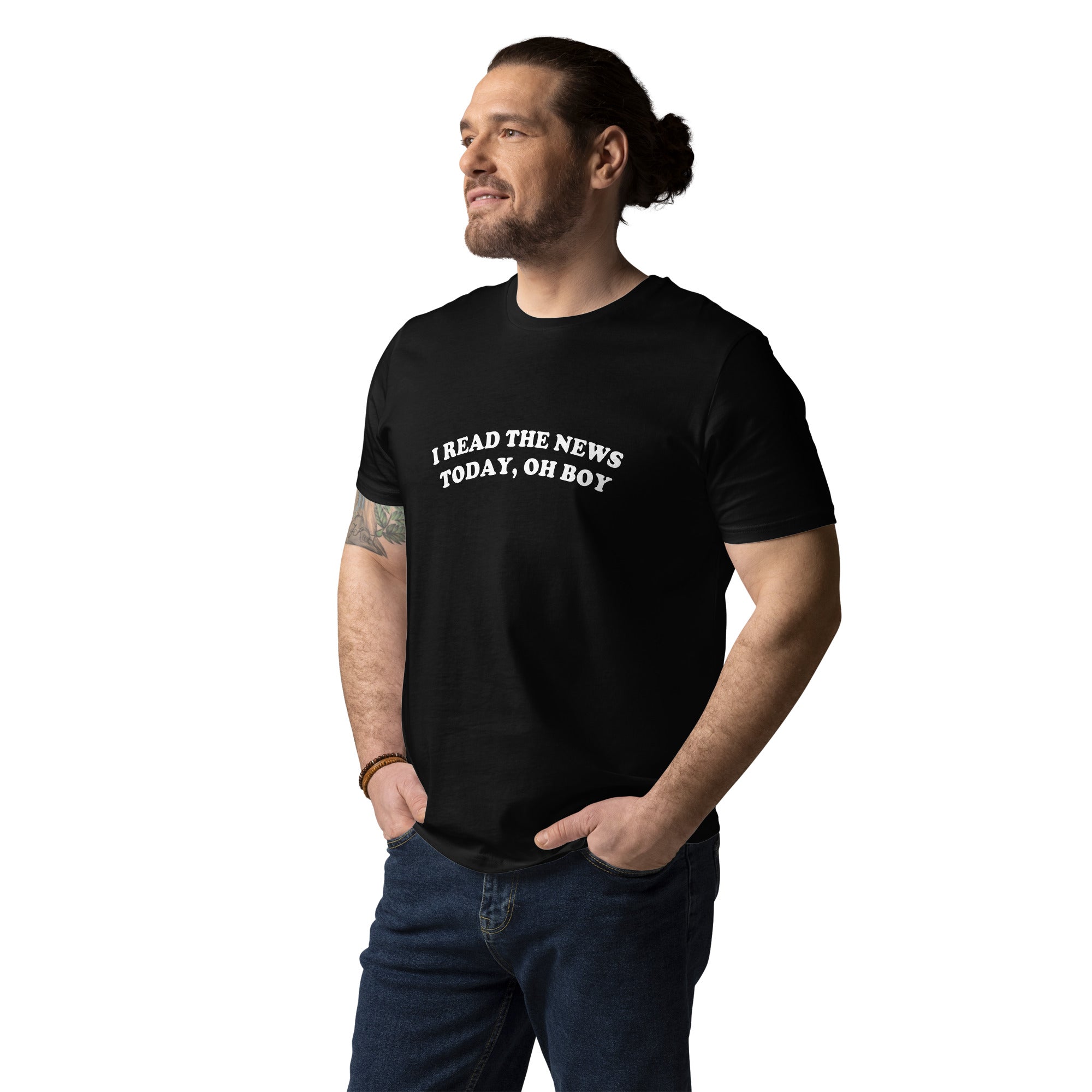 LEÍ LAS NOTICIAS DE HOY, OH BOY Camiseta unisex de algodón orgánico estampada