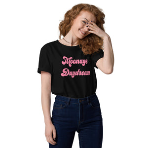 MOONAGE DAYDREAM Printed Unisex organic cotton t-shirt - Pink text