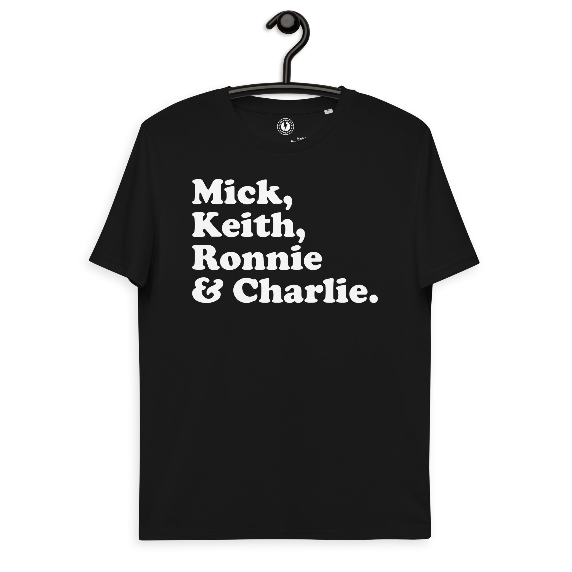 Mick, Keith, Ronnie & Charlie - Band Member Names - Premium Printed Unisex organic cotton t-shirt - white print