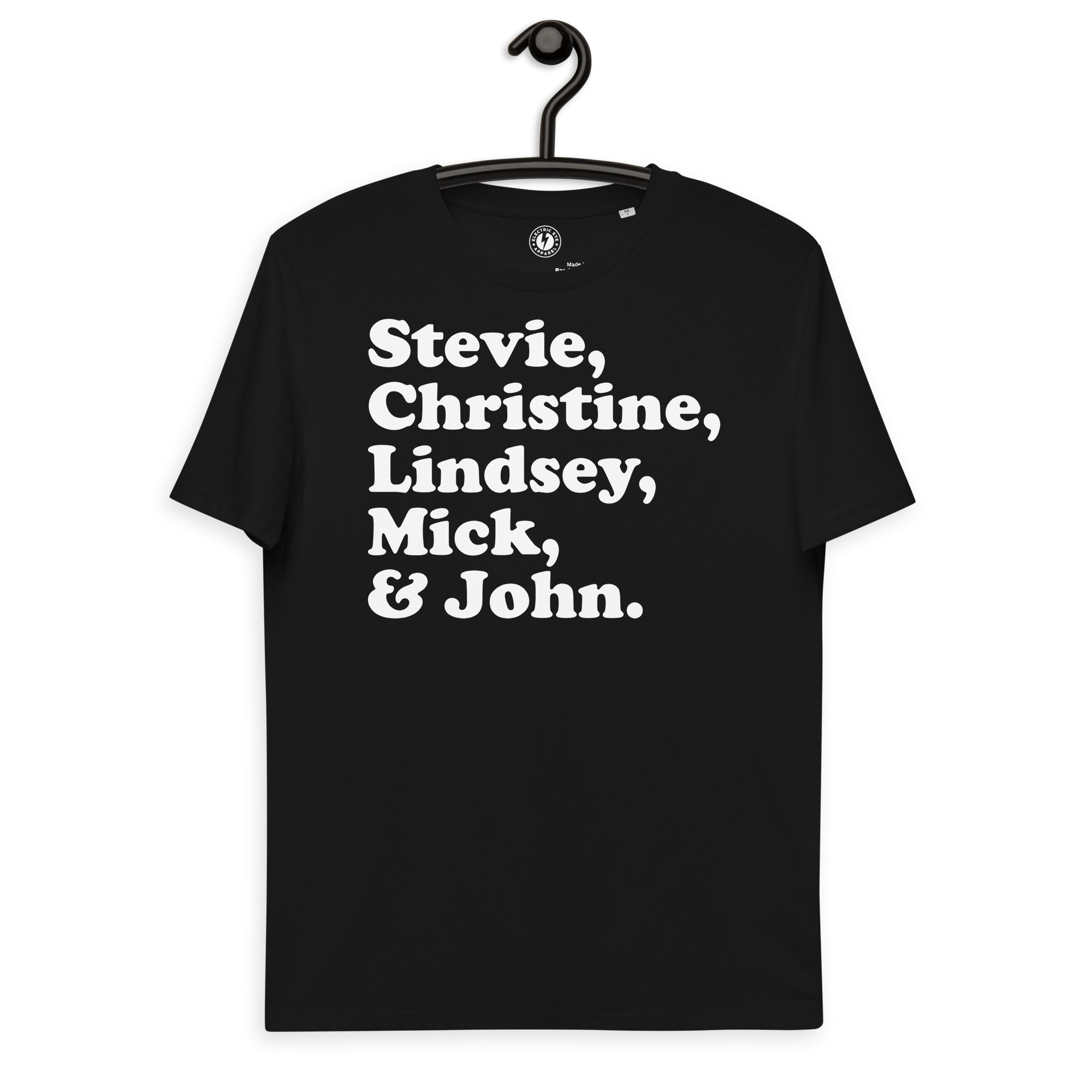 Stevie、Christine、Lindsey、Mick &amp; John - 乐队成员姓名 - 优质印花男女通用有机棉 T 恤 - 白色印花