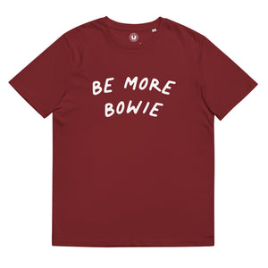 Be More Bowie Camiseta unisex 'palmer' de algodón orgánico - fuente blanca