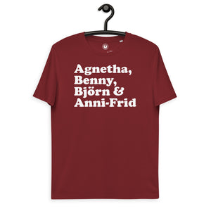 Agnetha, Benny, Bjorn & Anni-Frid - Band Member Name - Premium Printed Unisex organic cotton t-shirt