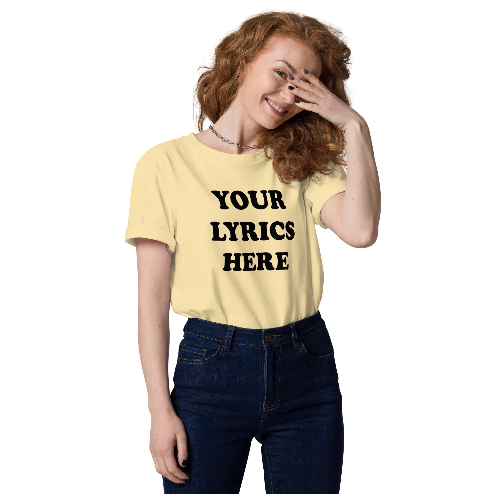 Custom Large Chest Printed Organic Cotton Unisex T-shirt - choose your own lyrics