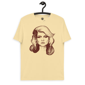 Debbie Harry Blondie Vintage Style Pop Art Drawing - Premium Printed Unisex soft organic cotton t-shirt - deep red print.