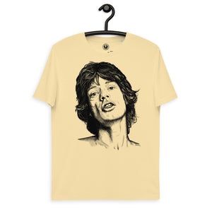 Mick Jagger Vintage Style Pop Art Drawing - Premium Printed Unisex Soft Organic Cotton T-shirt - black print organic cotton t-shirt