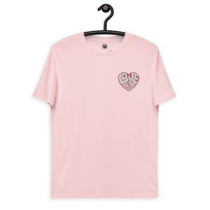 Love Is The Drug 70s Heart Patch Embroidered Unisex organic cotton t-shirt