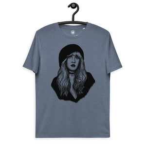 Vintage Style Stevie Nicks Pop Art Line Drawing Premium Printed Unisex soft organic cotton t-shirt (black print)