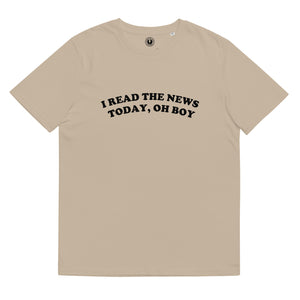 LEÍ LAS NOTICIAS DE HOY, OH BOY Camiseta unisex de algodón orgánico estampada