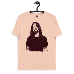 Vintage Style Dave Grohl Pop Art Line Drawing Premium Printed Unisex soft organic cotton t-shirt (deep red print)