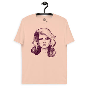 Debbie Harry Blondie 复古风格波普艺术绘画 - 优质印花男女通用柔软有机棉 T 恤 - 深粉色印花