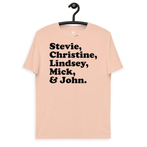 Stevie, Christine, Lindsey, Mick & John - Band Member Names - Premium Printed Unisex organic cotton t-shirt - black print