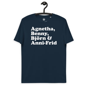 Agnetha, Benny, Bjorn &amp; Anni-Frid - Nombre del miembro de la banda - Camiseta de algodón orgánico unisex impresa premium