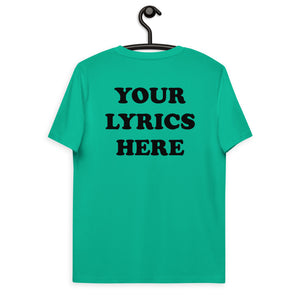 Camiseta unisex de algodón orgánico con estampado de espalda grande personalizada: elige tu propia letra