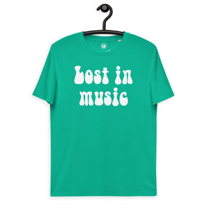 Lost In Music Camiseta de algodón orgánico unisex estampada estilo años 70