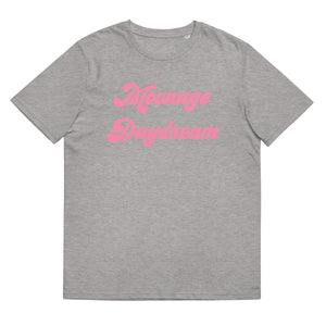 MOONAGE DAYDREAM Camiseta unisex estampada de algodón orgánico - Texto rosa