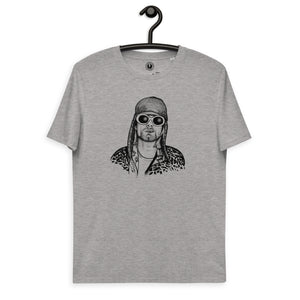 Unisex 90s Kurt Cobain Mono Line Art Premium Printed Organic Cotton T-shirt - black print