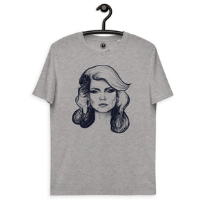 Debbie Harry Blondie Vintage Style Pop Art Drawing - Premium Printed Unisex soft organic cotton t-shirt - deep blue print.