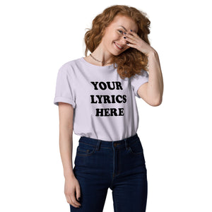 Camiseta unisex de algodón orgánico con estampado de pecho grande personalizado: elige tu propia letra