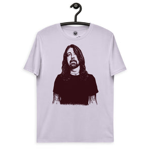 Vintage Style Dave Grohl Pop Art Line Drawing Premium Printed Unisex soft organic cotton t-shirt (deep red print)