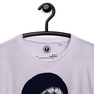 Vintage Style Stevie Nicks Pop Art Line Drawing Premium Printed Unisex soft organic cotton t-shirt (deep blue print)