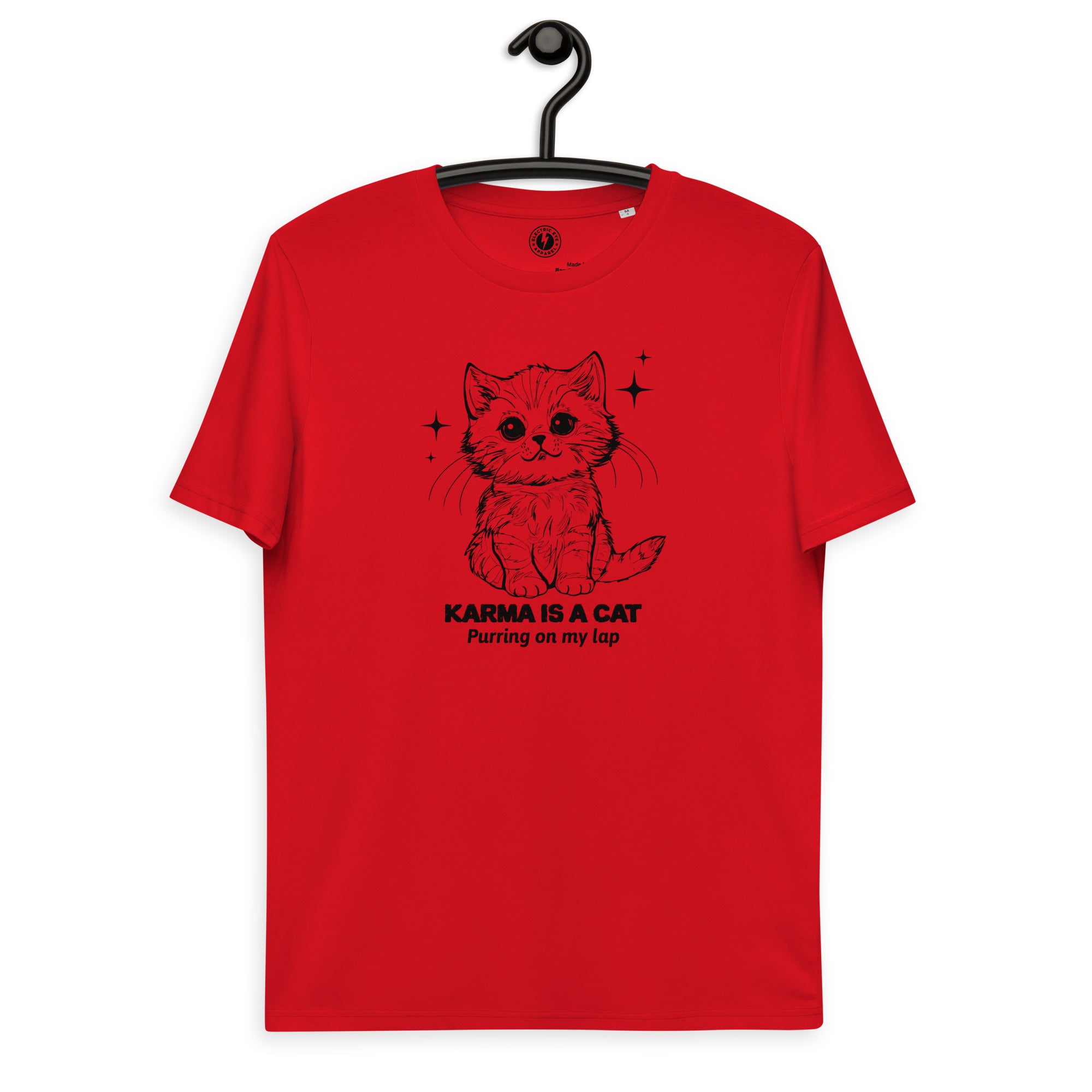 Karma Is A Cat Vintage Printed Illustration - Unisex organic cotton t-shirt (black print)