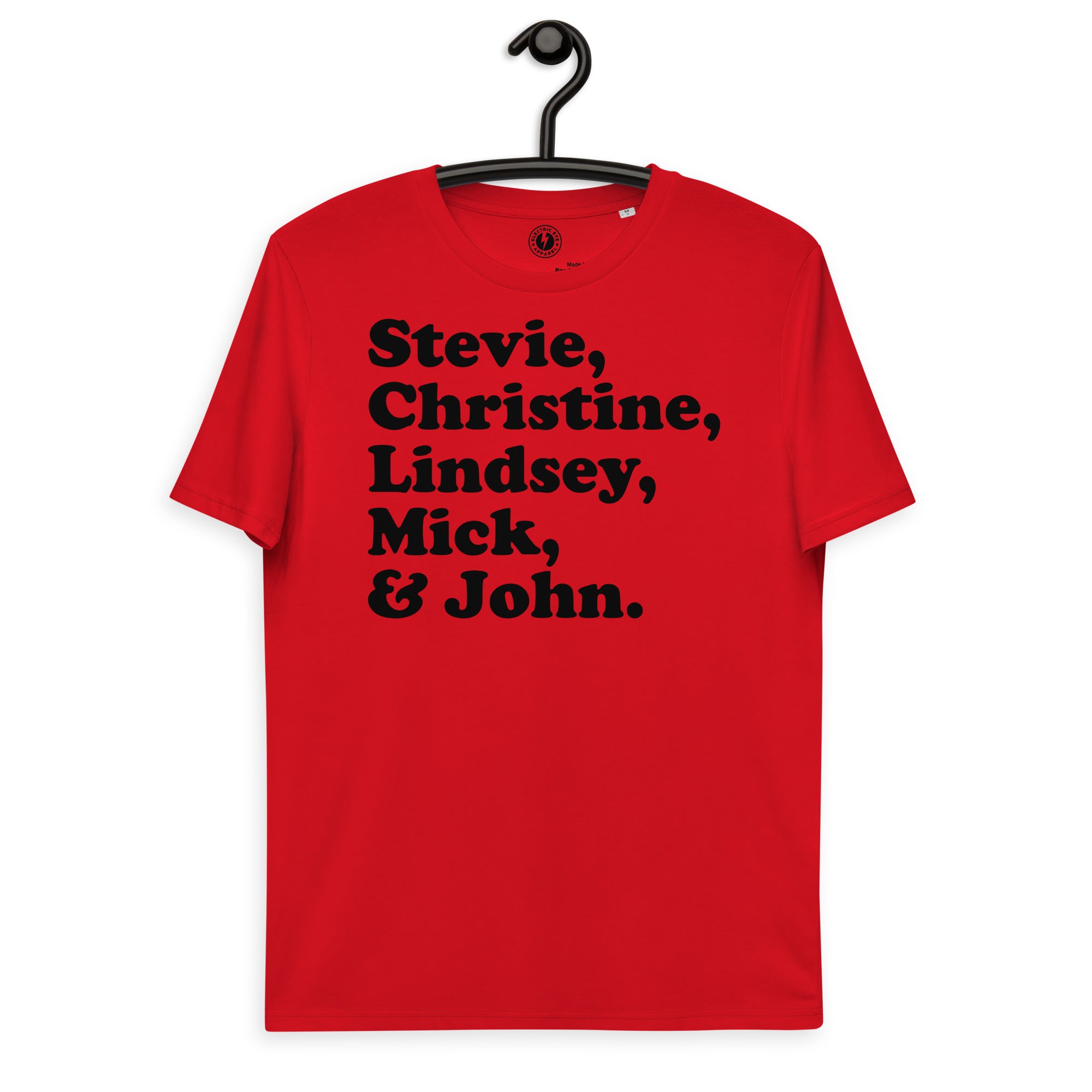 Stevie、Christine、Lindsey、Mick &amp; John - 乐队成员姓名 - 优质印花男女通用有机棉 T 恤 - 黑色印花
