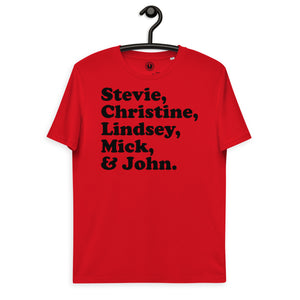 Stevie, Christine, Lindsey, Mick & John - Band Member Names - Premium Printed Unisex organic cotton t-shirt - black print