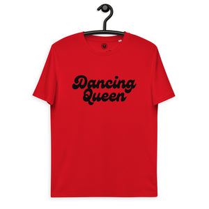跳舞女王 70 年代风格版式优质印花男女通用有机棉 T 恤 - 黑色印花