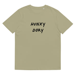 HUNKY DORY Camiseta unisex estampada de algodón orgánico (texto negro)