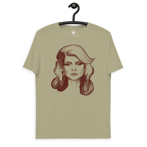 Debbie Harry Blondie Vintage Style Pop Art Drawing - Premium Printed Unisex soft organic cotton t-shirt - deep red print.