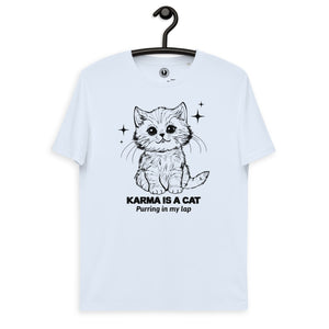 Karma Is A Cat Purring In My Lap Vintage Style Printed Unisex organic cotton t-shirt