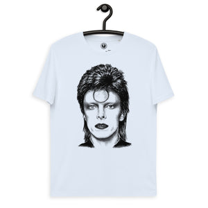David Bowie Ziggy Stardust Hand-drawn Pop Art Illustration Premium Printed Unisex organic cotton t-shirt