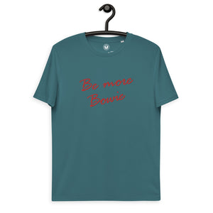 Be More Bowie 80s Style Camiseta bordada unisex de algodón orgánico - hilo rojo