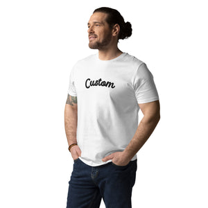 Custom Large Chest Embroidered Organic Cotton Unisex T-shirt - choose your own lyrics