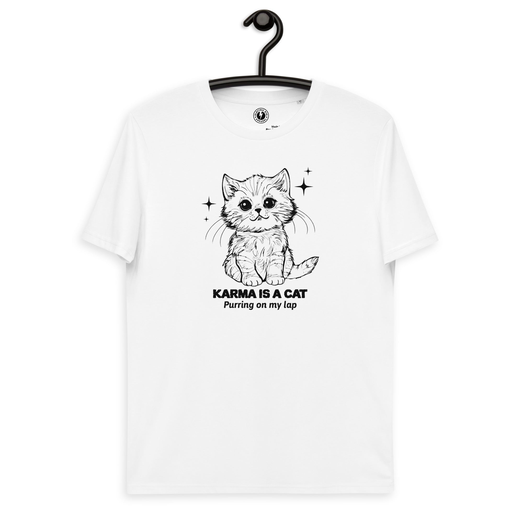 Karma Is A Cat Vintage Printed Illustration - Unisex organic cotton t-shirt (black print)