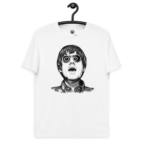 Vintage Style Liam Gallagher Wonderwall Pop Art Line Drawing Premium Printed Unisex soft organic cotton t-shirt - black print
