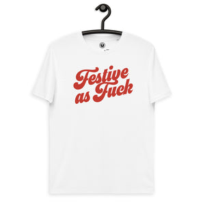 Festive As F ck 70's Style Premium Printed Camiseta de algodón orgánico unisex - estampado rojo