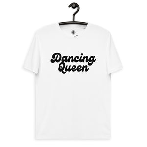 跳舞女王 70 年代风格版式优质印花男女通用有机棉 T 恤 - 黑色印花