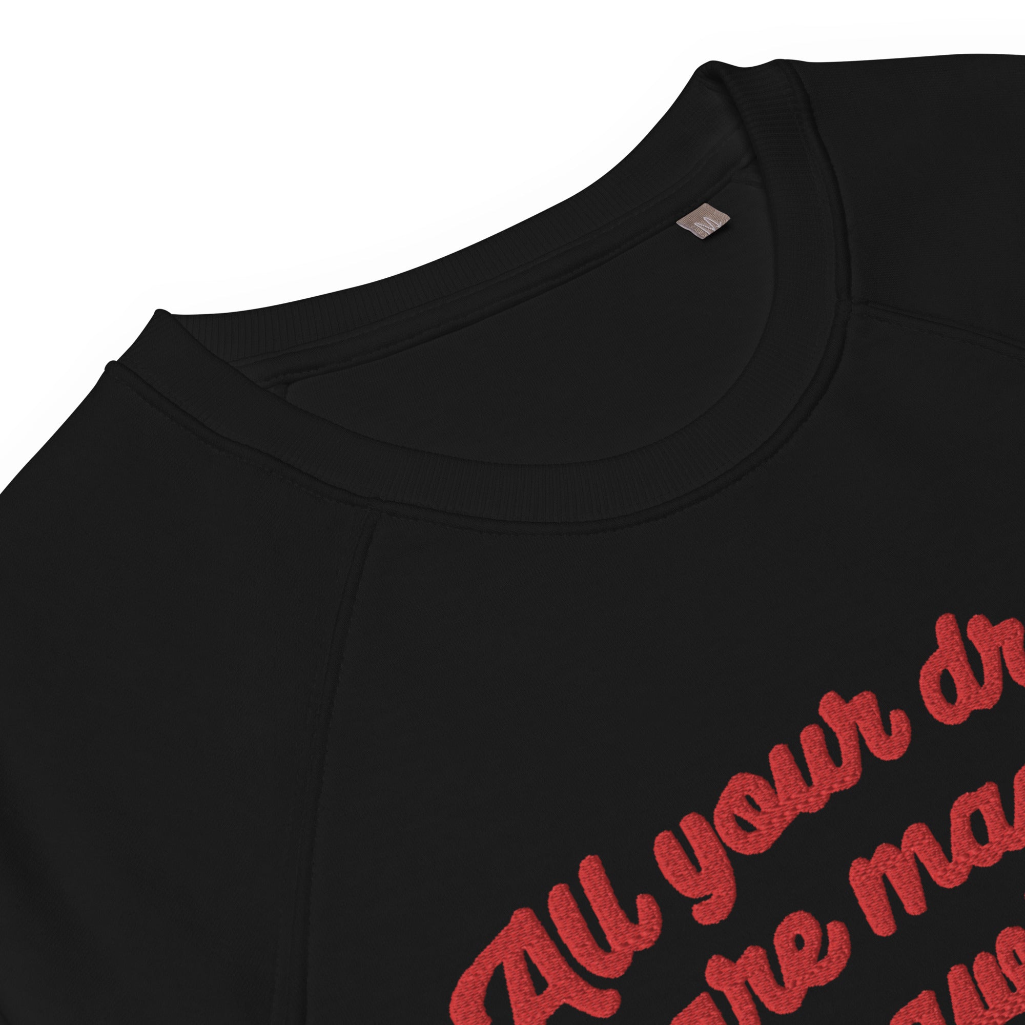 All Your Dreams Are Made Premium Lyric Embroidered Unisex organic raglan sweatshirt - Inspired by Oasis, Talk Tonight