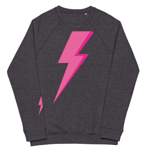 Pink Bowie Bolt Premium Printed Unisex quality organic raglan sweatshirt