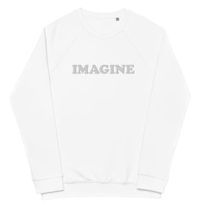 John Lennon Yoko Ono Inspired 'IMAGINE' Embroidered Unisex organic raglan sweatshirt