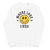 90s Inspired 'Where Love Lives' Lyric Smiley Premium Printed Unisex organic raglan sweatshirt