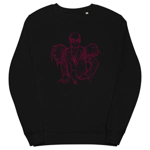 Vintage Style 70s Elton John Mono Line Art Sketch - Premium Printed Unisex organic cotton sweatshirt (deep pink print)