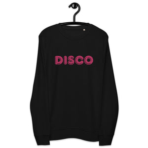 DISCO 70 年代风格刺绣男女通用有机棉运动衫 - 粉色刺绣