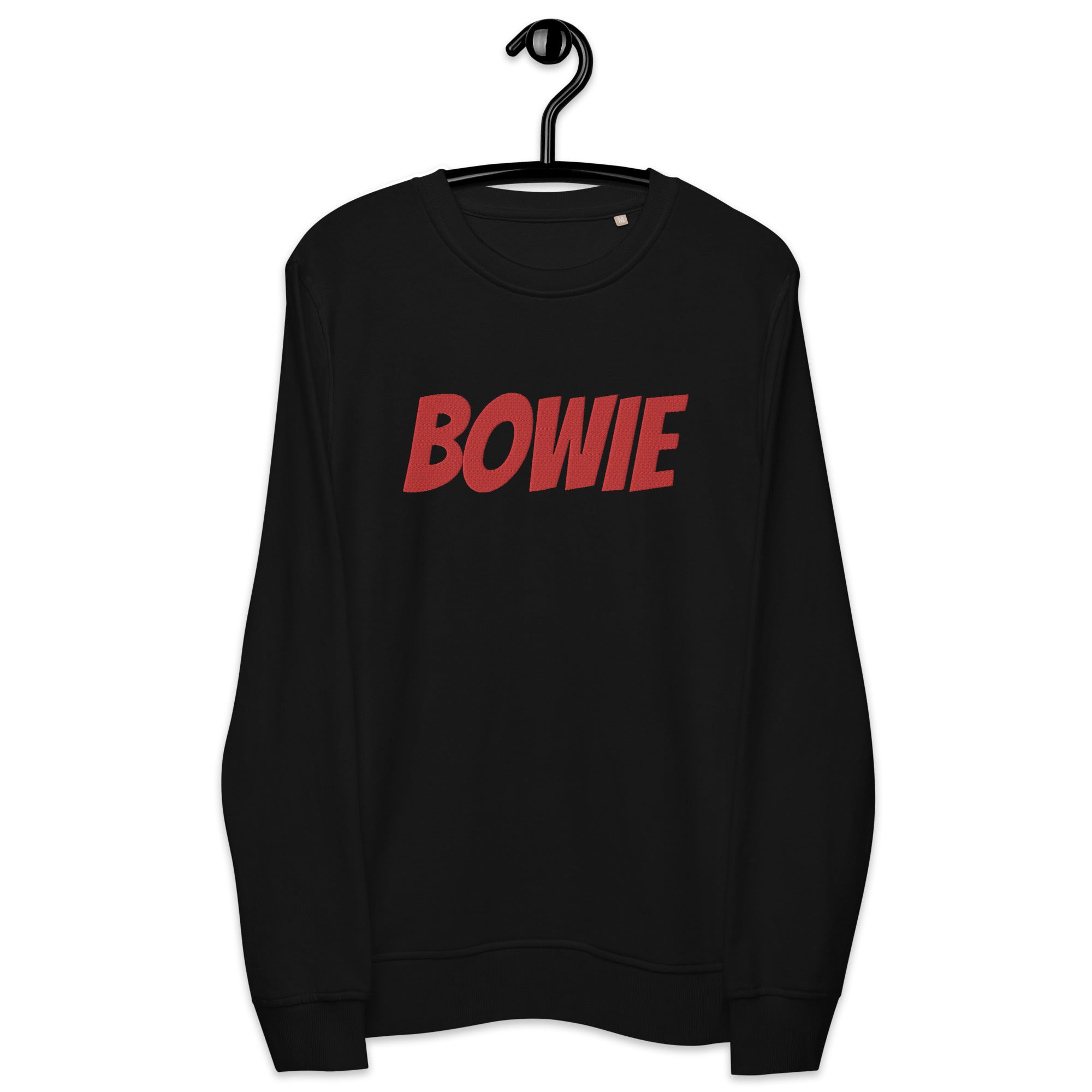 BOWIE Embroidered Unisex organic unisex sweatshirt - Red Embroidery (inspired by David Bowie)